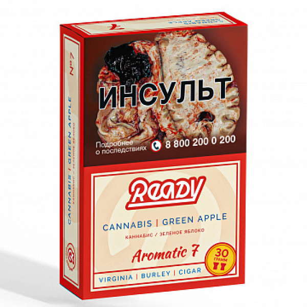 Табак READY №7 CANNABIS GREEN APPLE (Травяной Зелёное яблоко) 30 гр в Иркутске