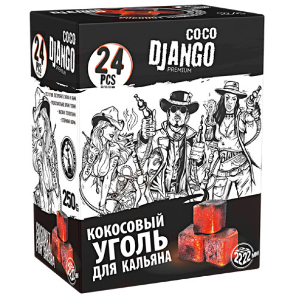 Уголь Coco Django для кальяна 24 шт в Иркутске