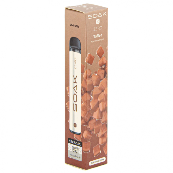 SOAK X ZERO Toffee 1500 затяжек (без никотина) в Иркутске