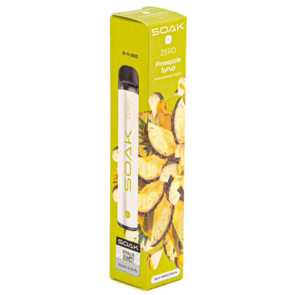 SOAK X ZERO Pineapple syrup 1500 затяжек (без никотина) в Иркутске
