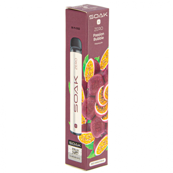 SOAK X ZERO Passion bubble 1500 затяжек (без никотина) в Иркутске