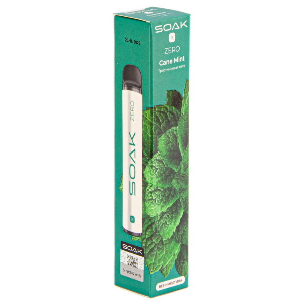 SOAK X ZERO Cane mint 1500 затяжек (без никотина) в Иркутске
