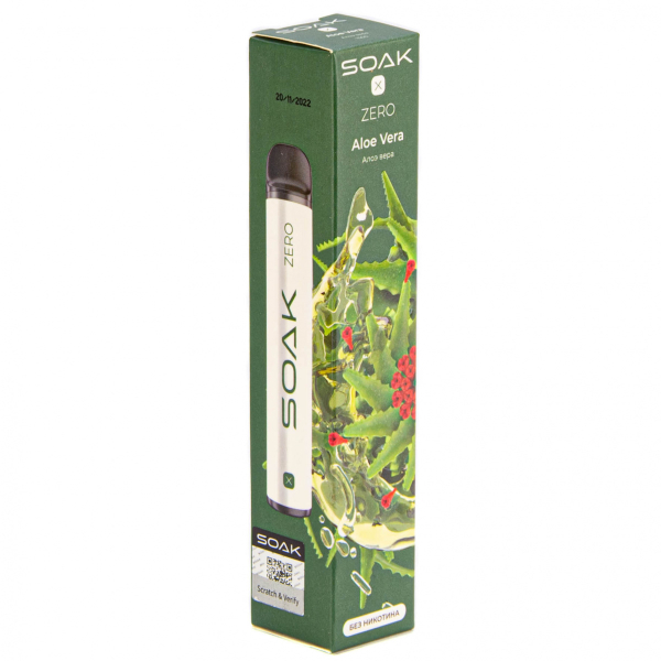SOAK X ZERO Aloe vera 1500 затяжек (без никотина) в Иркутске