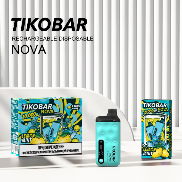 Электронка Tikobar Nova Лимон Мята 10000 Затяжек в Иркутске