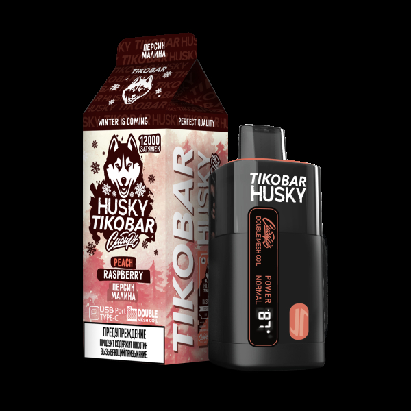 Электронка Tikobar Husky Сибирь Персик Малина 12000 Затяжек в Иркутске
