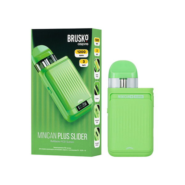 POD-система Brusko Minican Plus Slider Зелёный в Иркутске