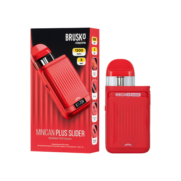 POD-система Brusko Minican Plus Slider Красный в Иркутске