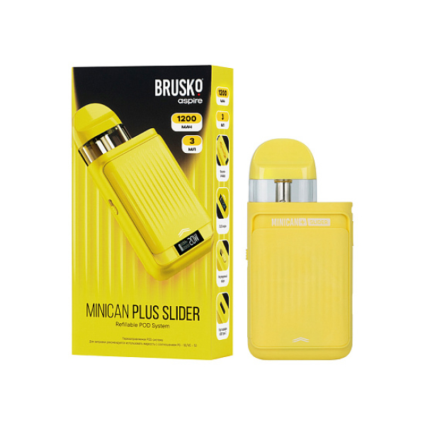 POD-система Brusko Minican      Plus Slider Жёлтый в Иркутске